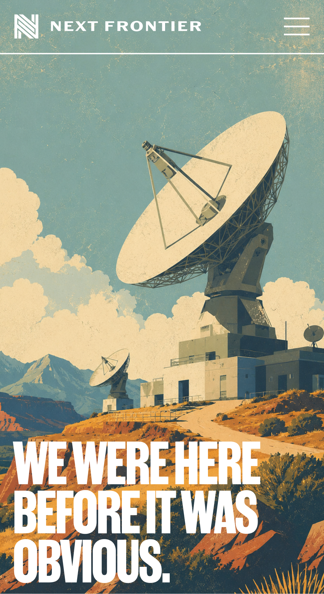 Next Frontier Capital mobile campaign graphic in a phone frame